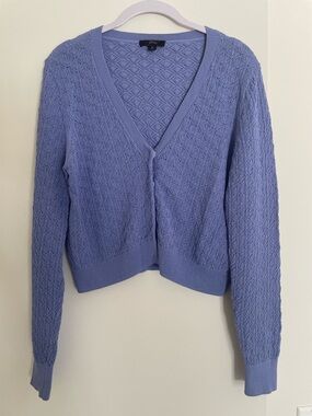 J.Crew Pointelle Cropped V Neck Lightweight Cardigan
